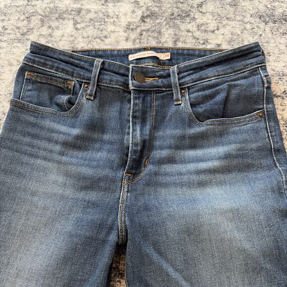 Levis 721 High Rise Skinny Jeans Womens 28 Blue Distressed Ankle Denim Stretch - Picture 2 of 12